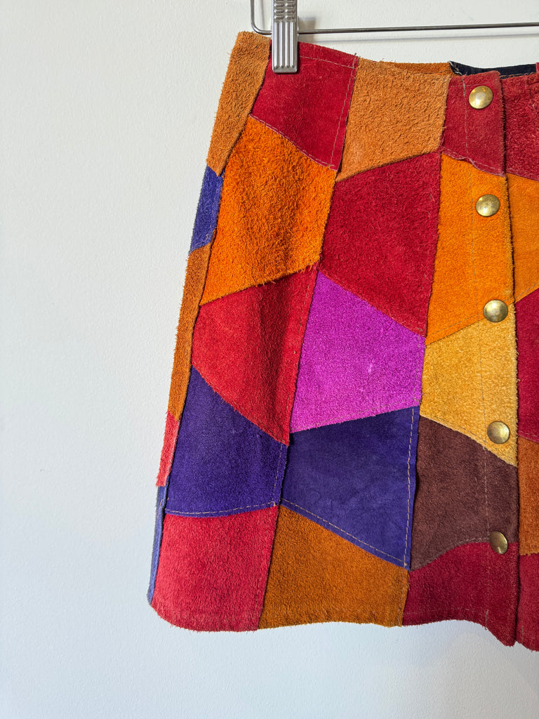 60s Suede Patchwork Skirt