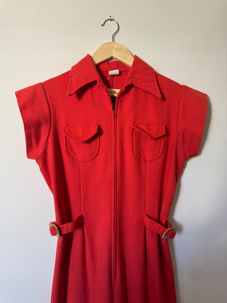 70s Red Jumpsuit