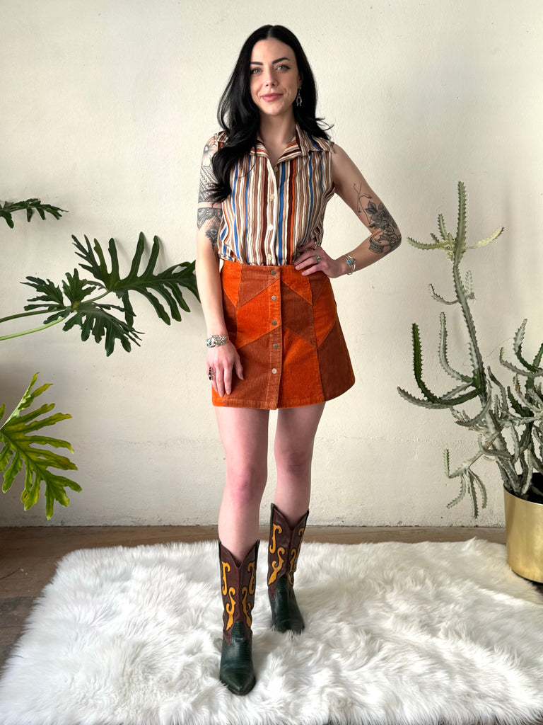 Cinnamon Girl Rust Cord Skirt