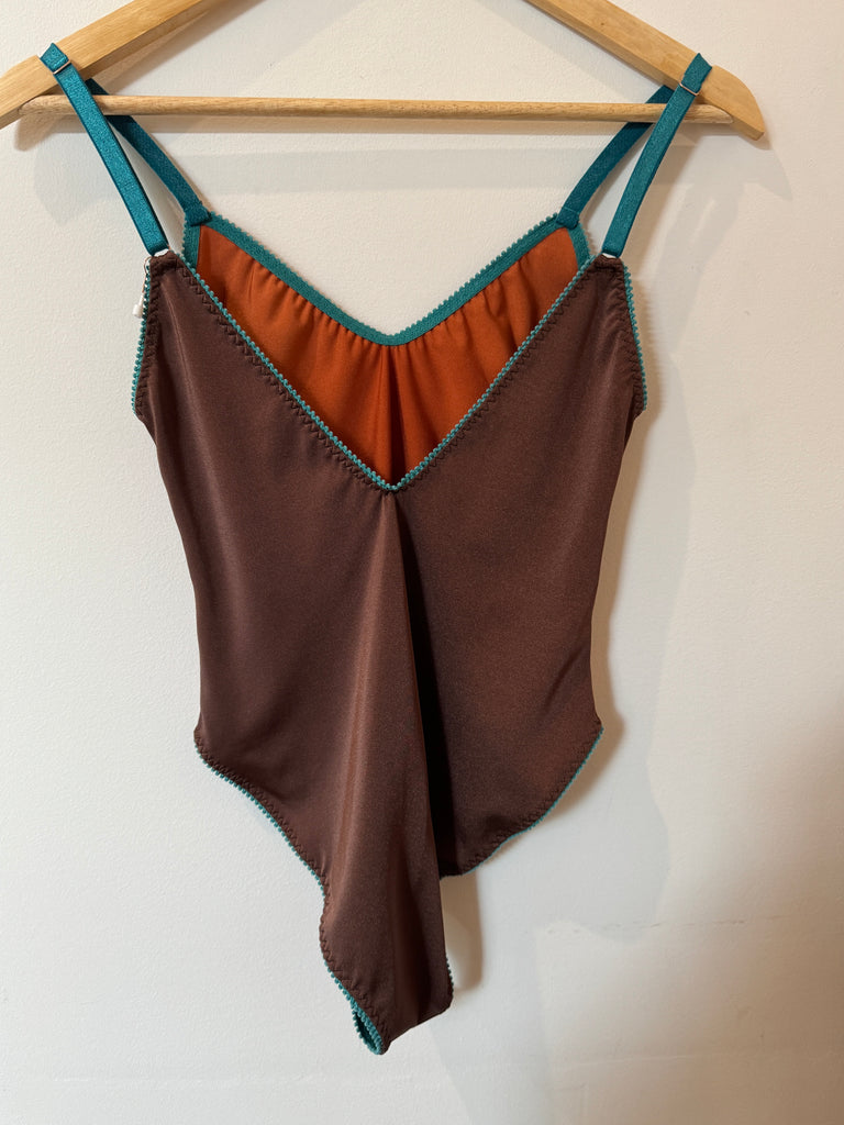 Color Block Spandex Bodysuit