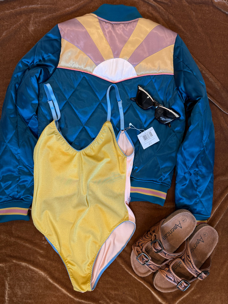 Color Block Spandex Bodysuit