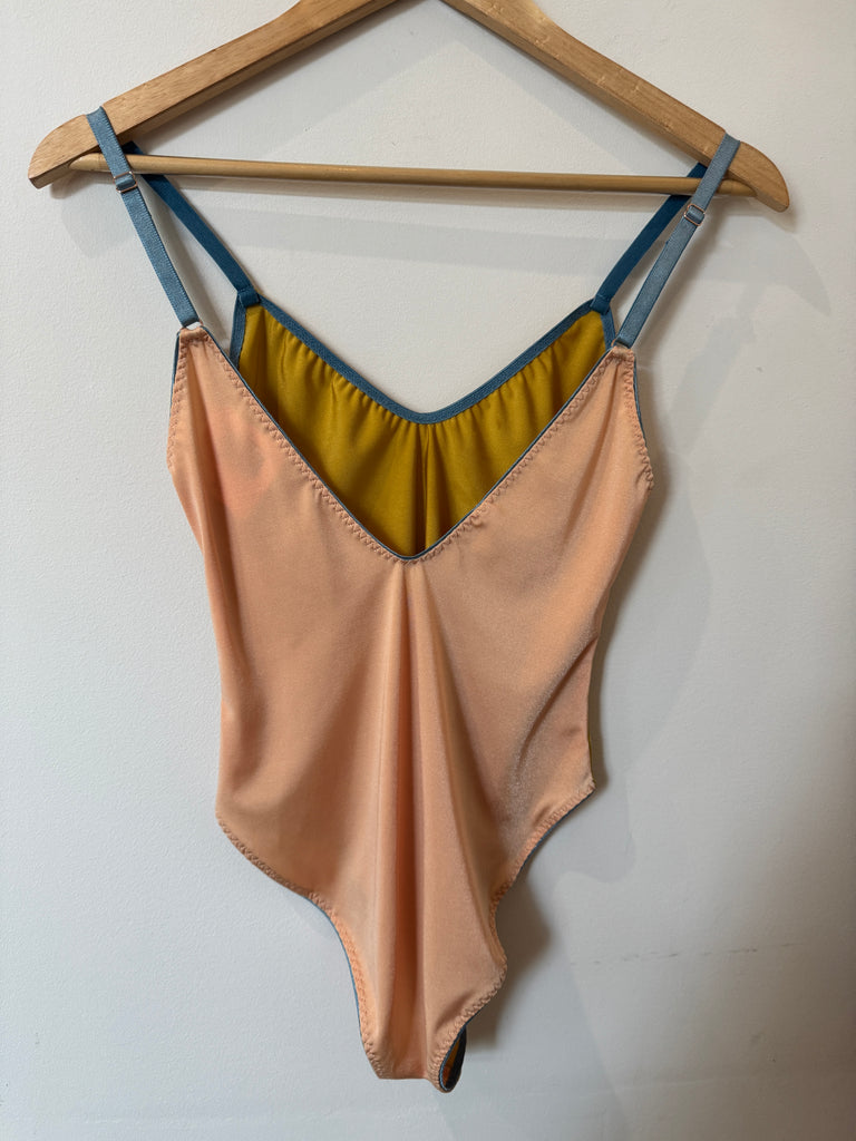 Color Block Spandex Bodysuit
