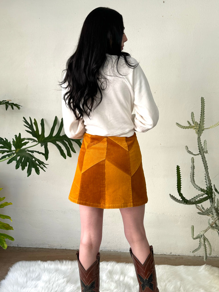 Cinnamon Girl Gold Cord Skirt