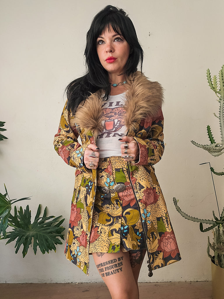 Wild Child Floral Corduroy Midi Jacket