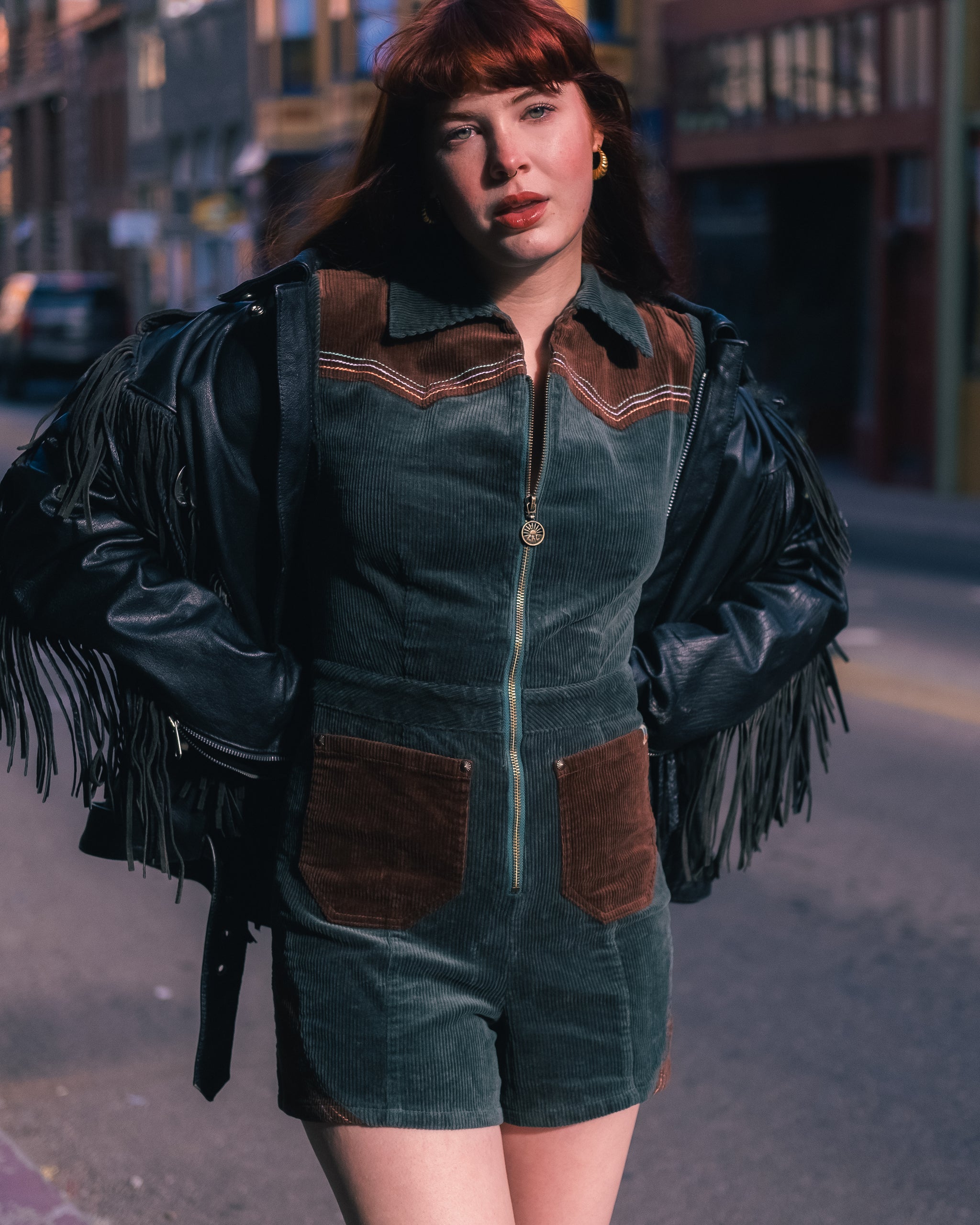 Moonlight Rodeo Teal Corduroy Playsuit – Classic Rock Couture