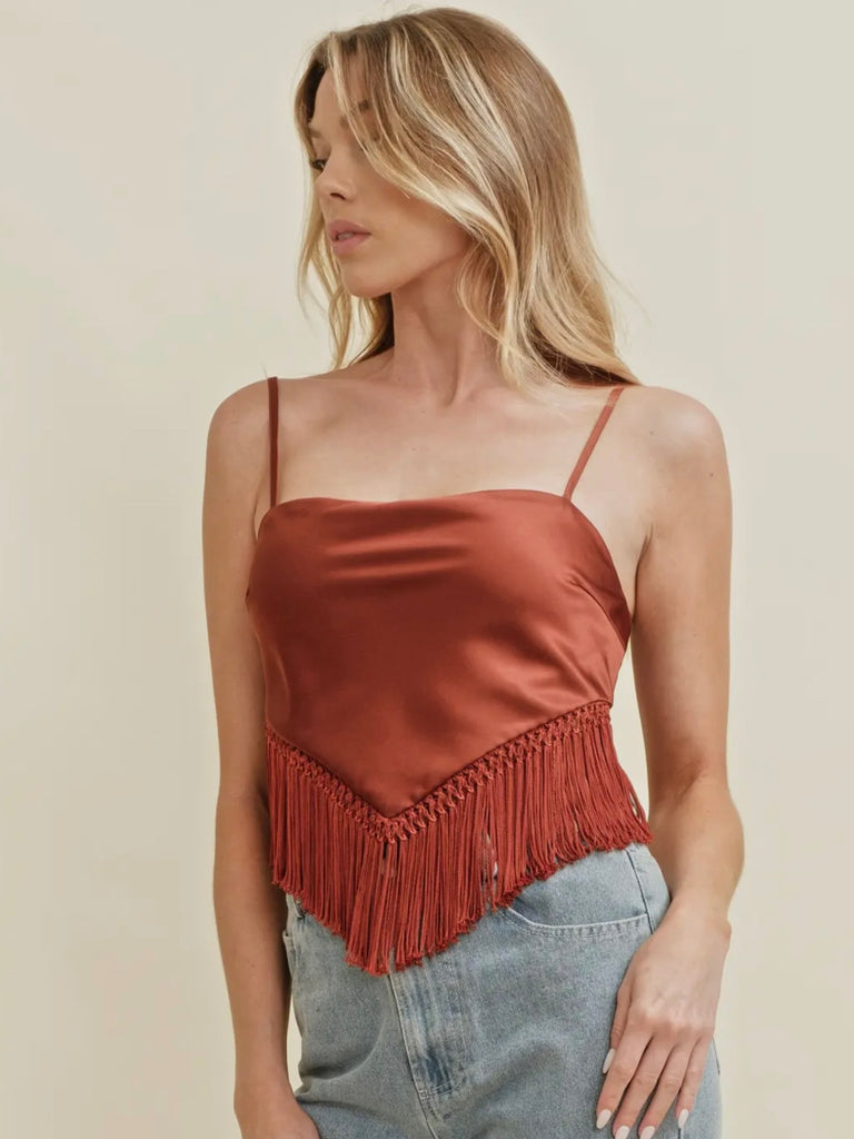 Back Tie Fringe Top