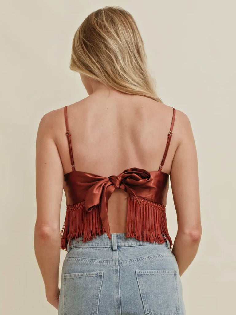 Back Tie Fringe Top