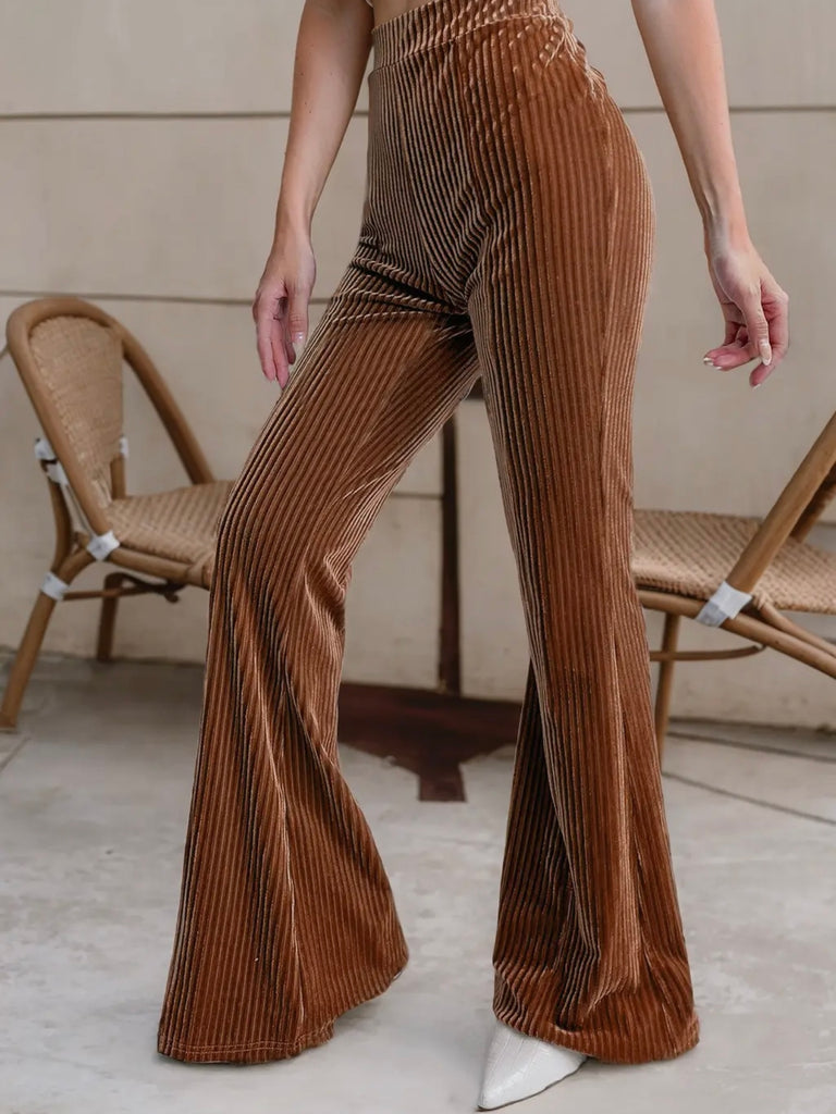 Rust Velvet High Waisted Flare