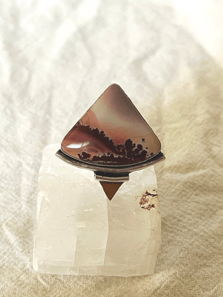 Apache Sage Rhyolite Double Pyramid Ring