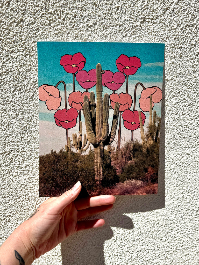 Saguaro and Poppies Print