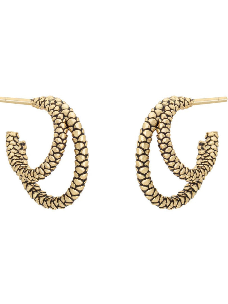 Snakeskin Double Hoops Studs