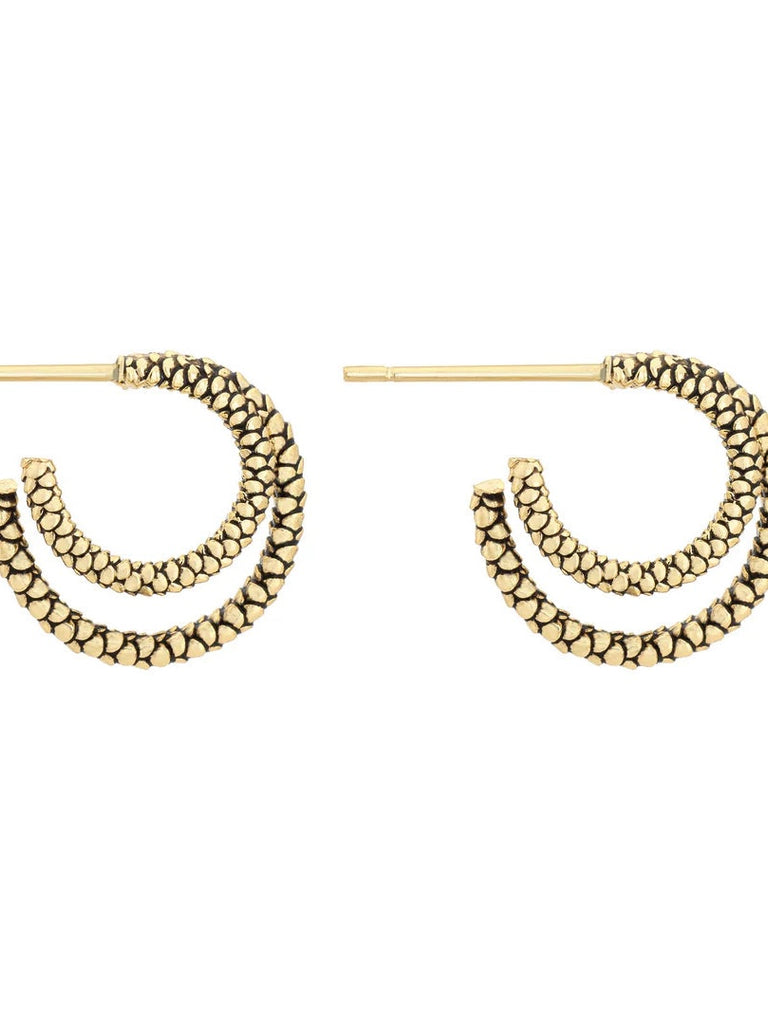 Snakeskin Double Hoops Studs