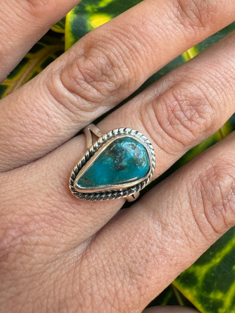 Silver Teardrop Turquoise Ring