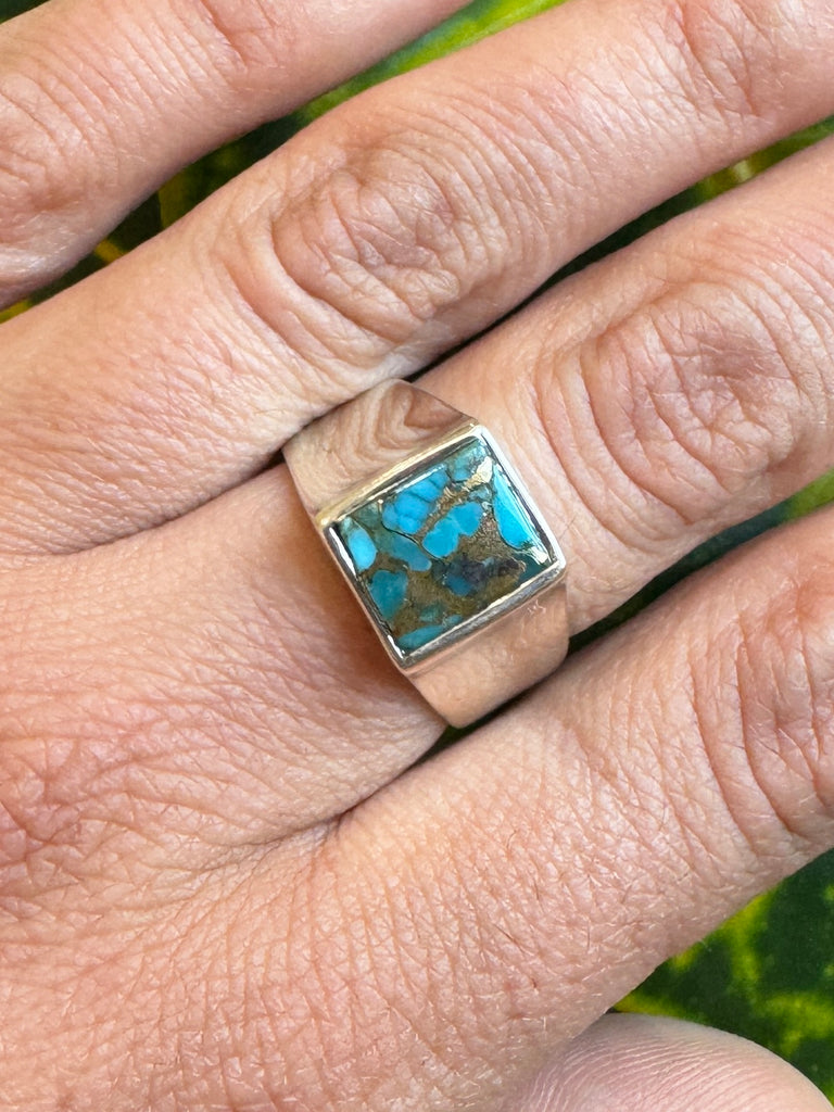 Minimalist Asscher Cut Turquoise Ring