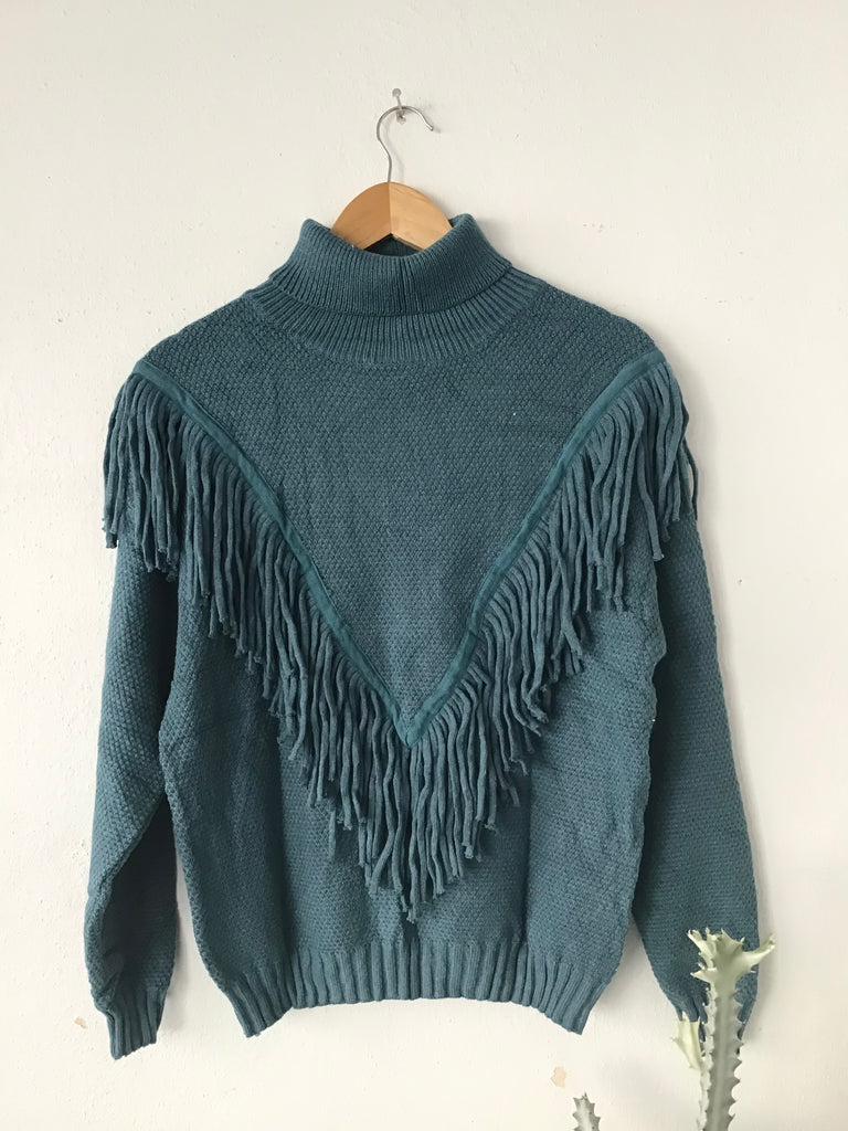 Fringe Turtleneck Sweater