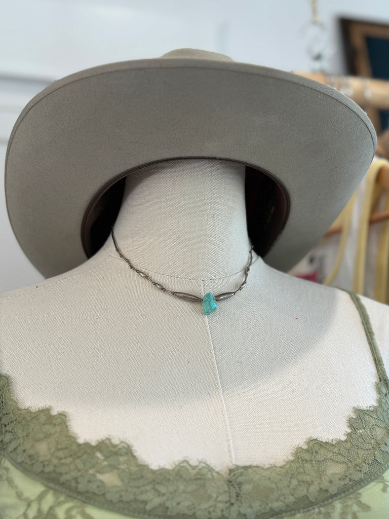 Vintage Turquoise Chunk and Silver Choker