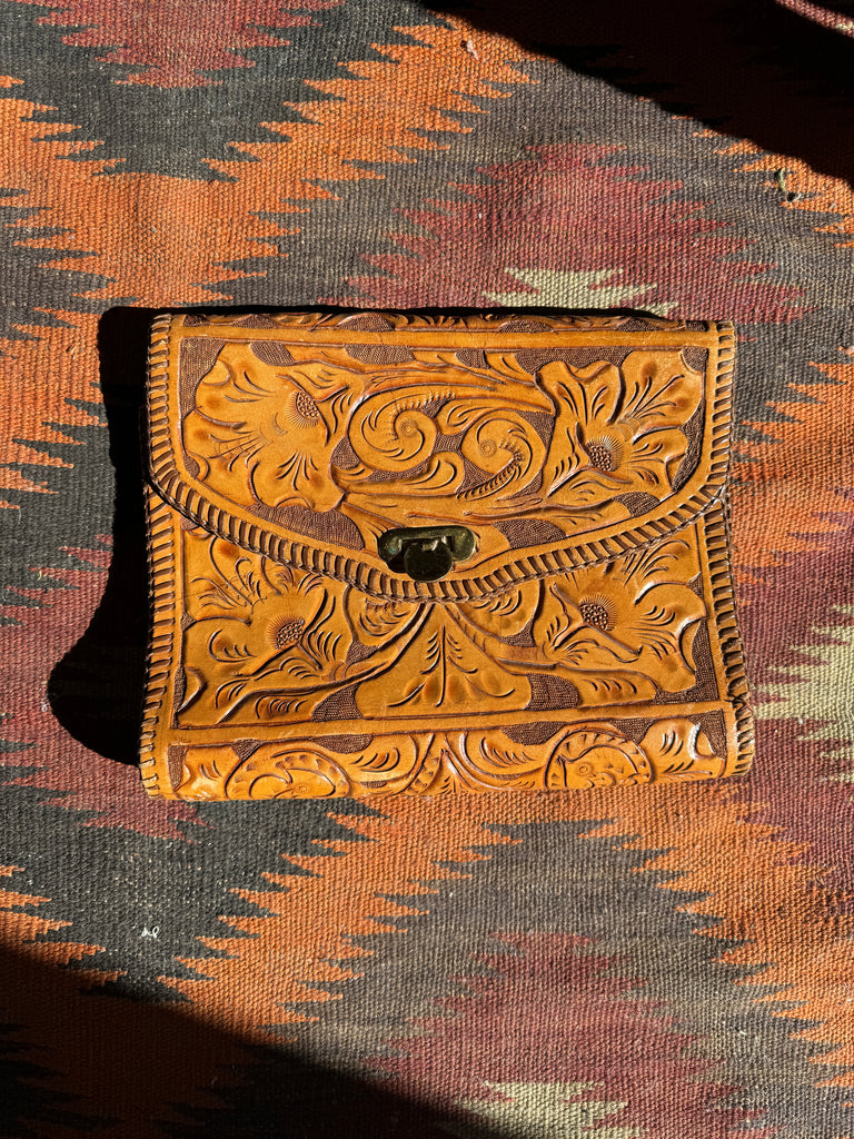 Vintage Tooled Leather Clutch