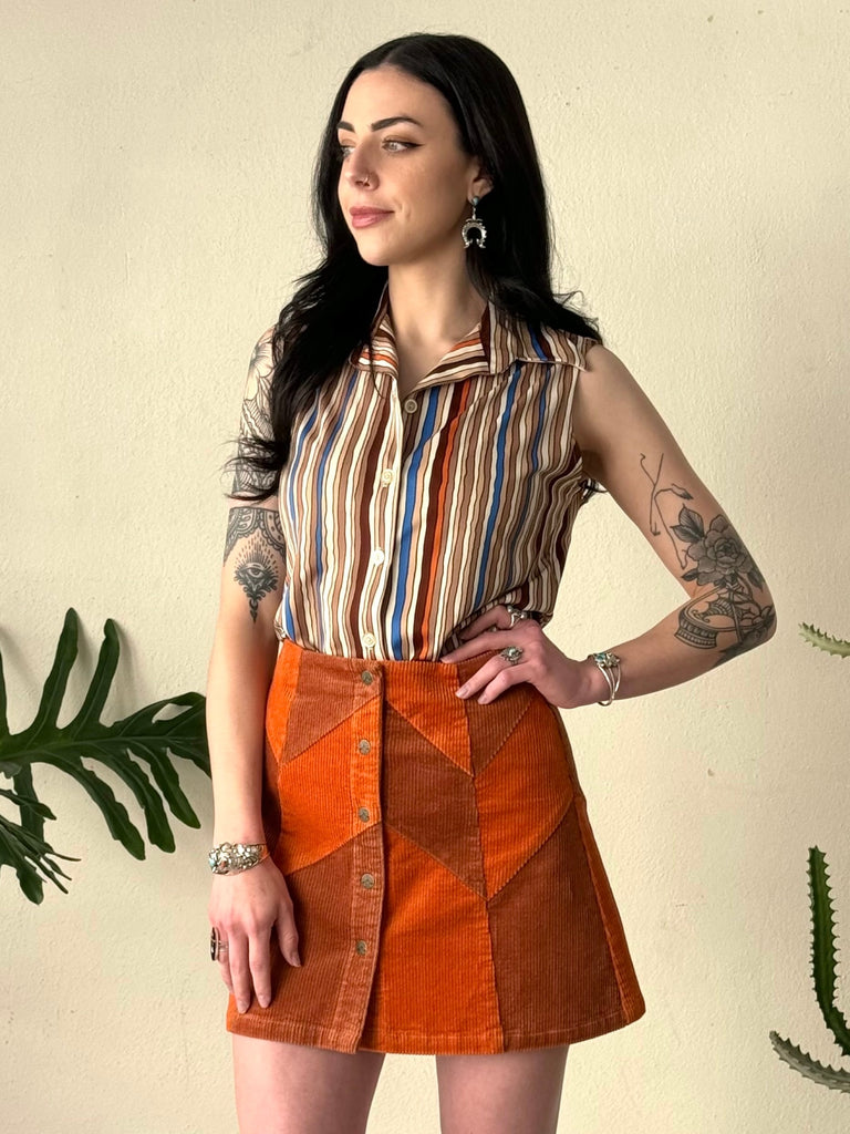 Cinnamon Girl Rust Cord Skirt