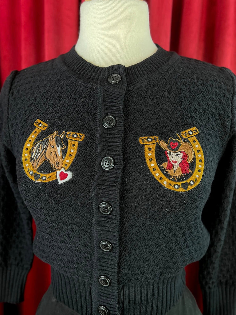 Love at the Ranch Cropped Cardigan in Black