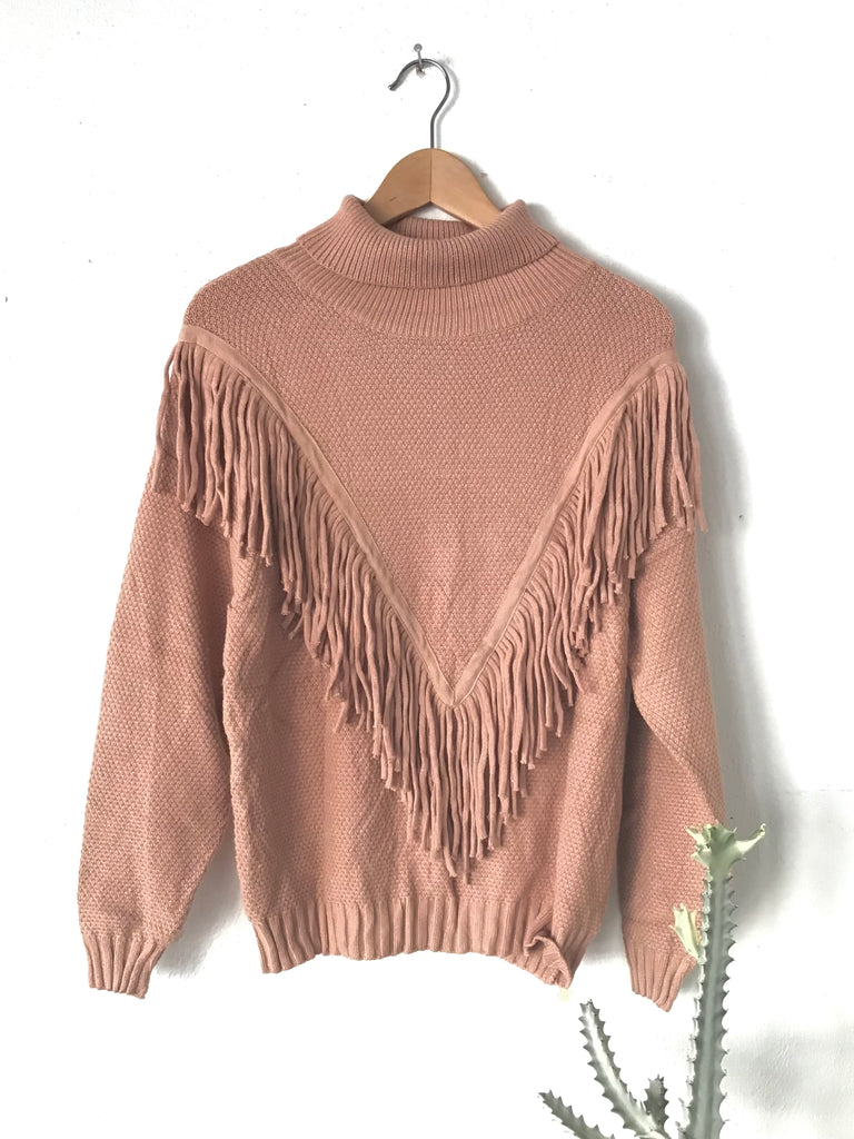 Fringe Turtleneck Sweater