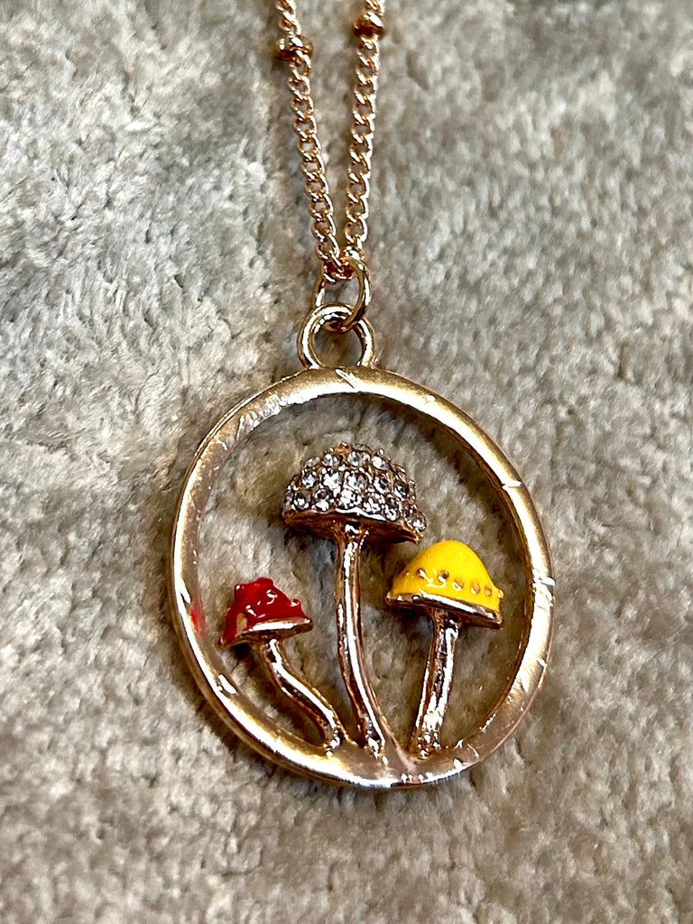 Mushroom Disco Gold Necklace