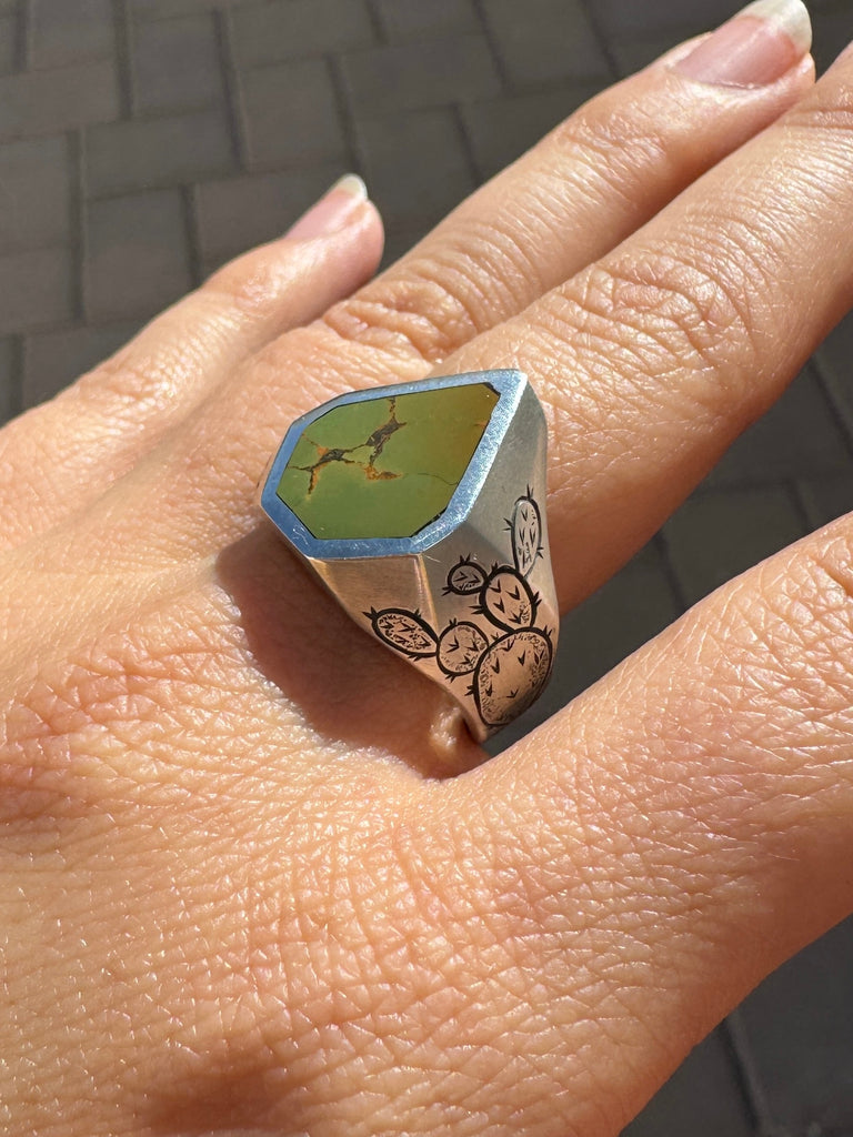 Prickly Pear Green Turquoise Ring