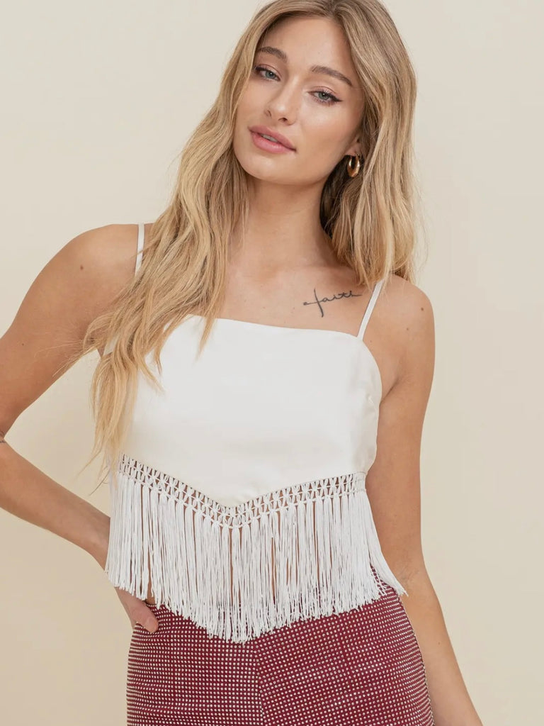 Back Tie Fringe Top