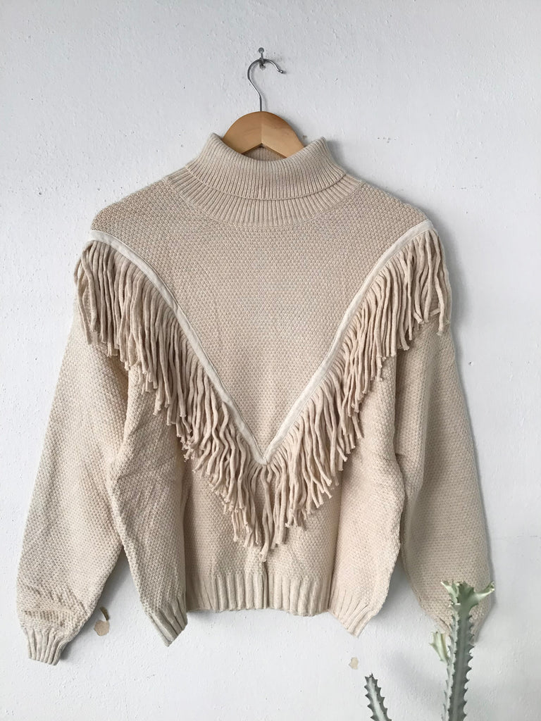 Fringe Turtleneck Sweater