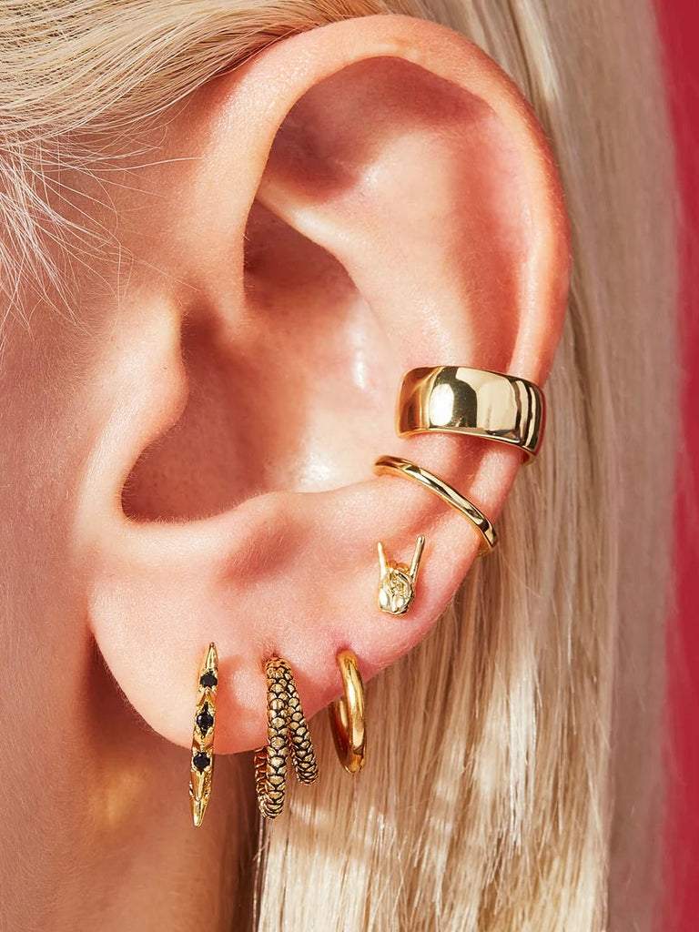 Snakeskin Double Hoops Studs