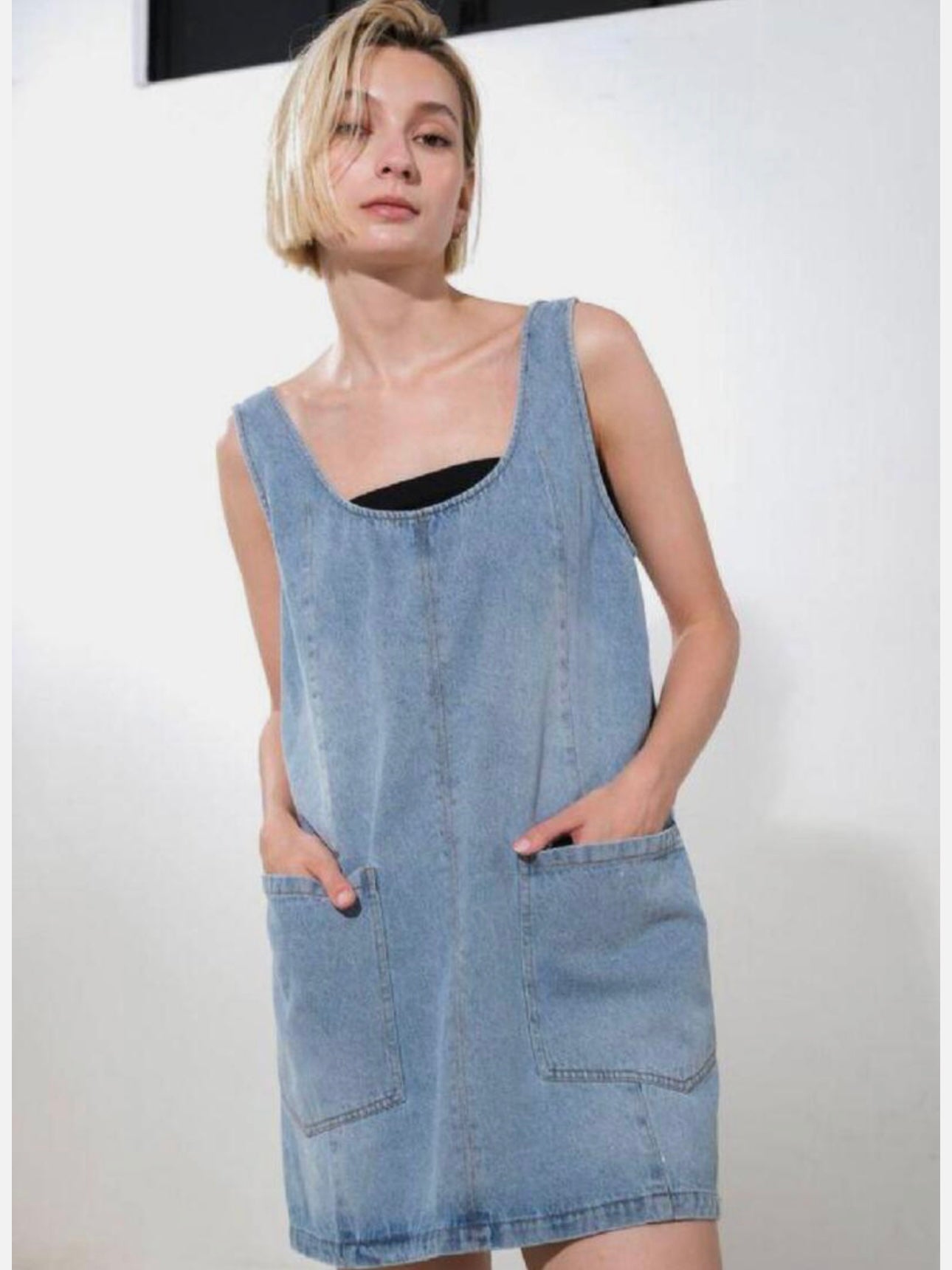 Denim Pocket Mini Dress Medium