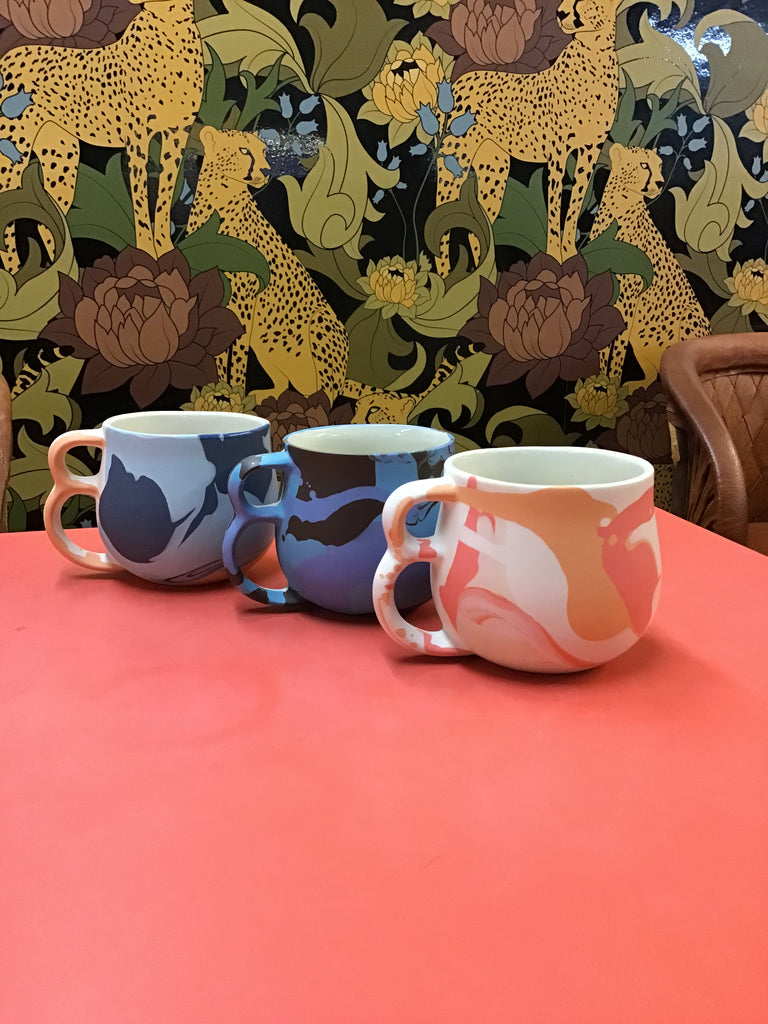 Colored Porcelain Double Handle Mugs