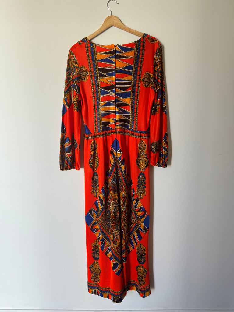 Ethnic 70s Lace Up Dress