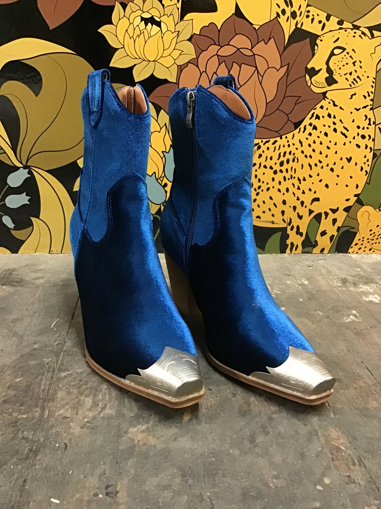 Dakota Silver Toe Blue Boots