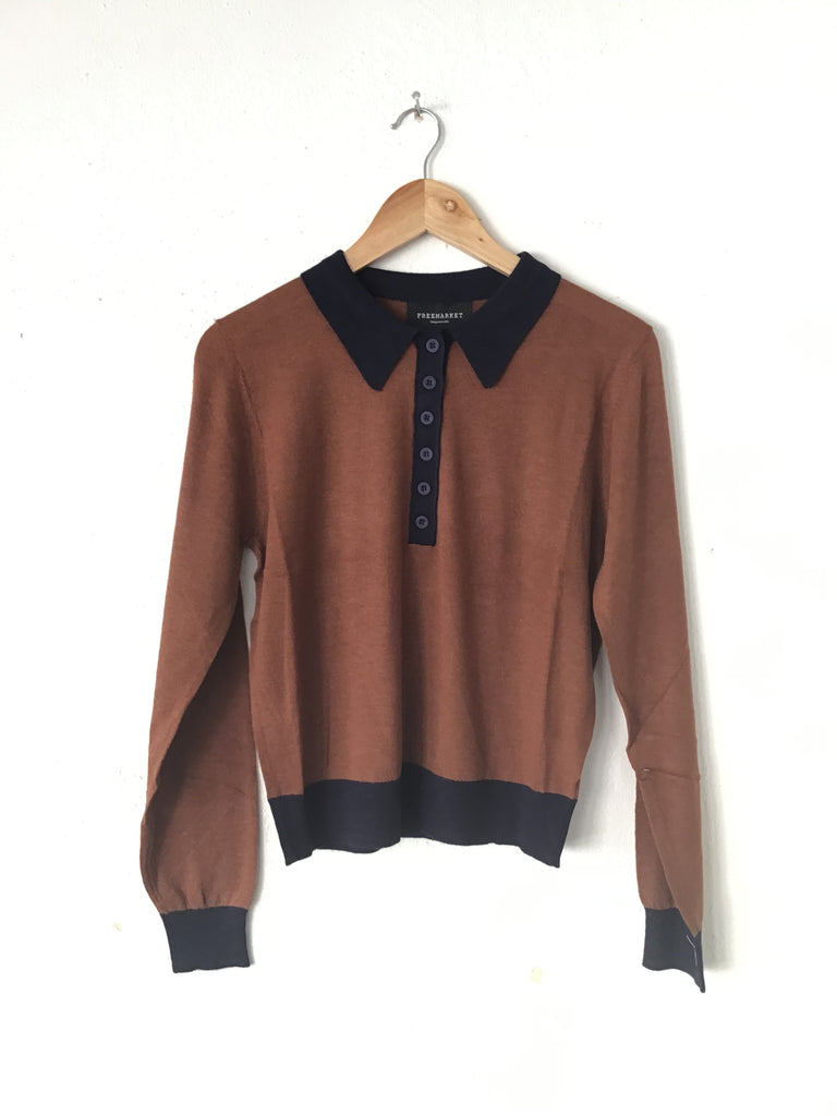 Knit Sweater Polo Top