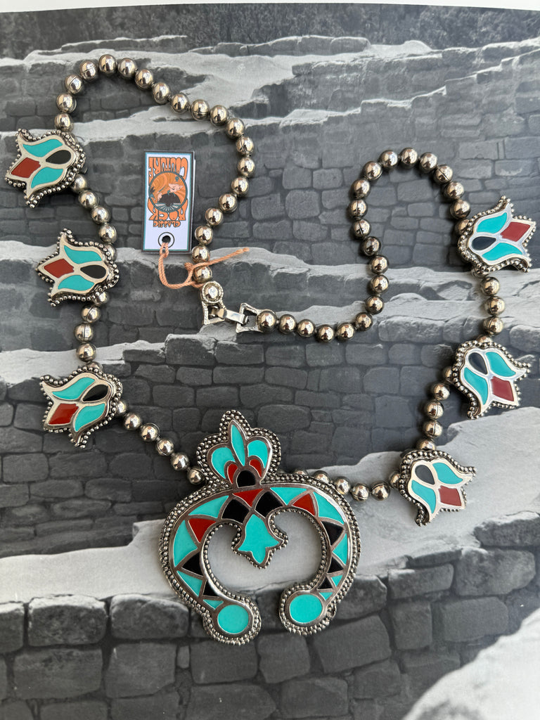 70s Native Inspired Squash Blossom Necklace