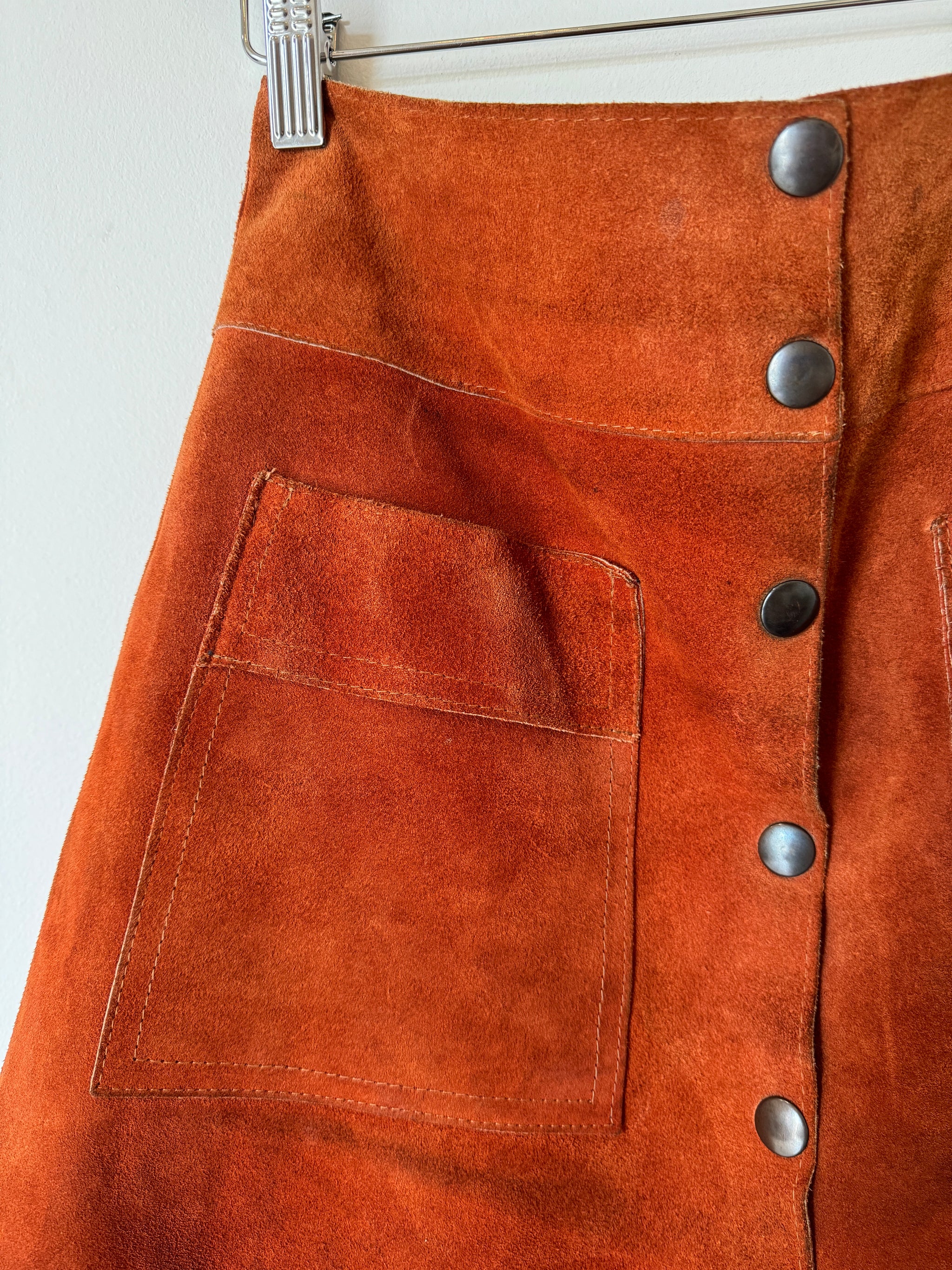 60s Burnt Orange Suede Skirt Classic Rock Couture