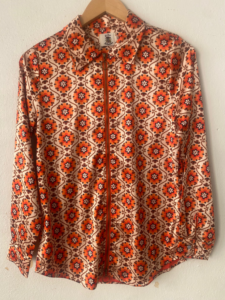 Going To California Large Poppy Zipper Front Blouse