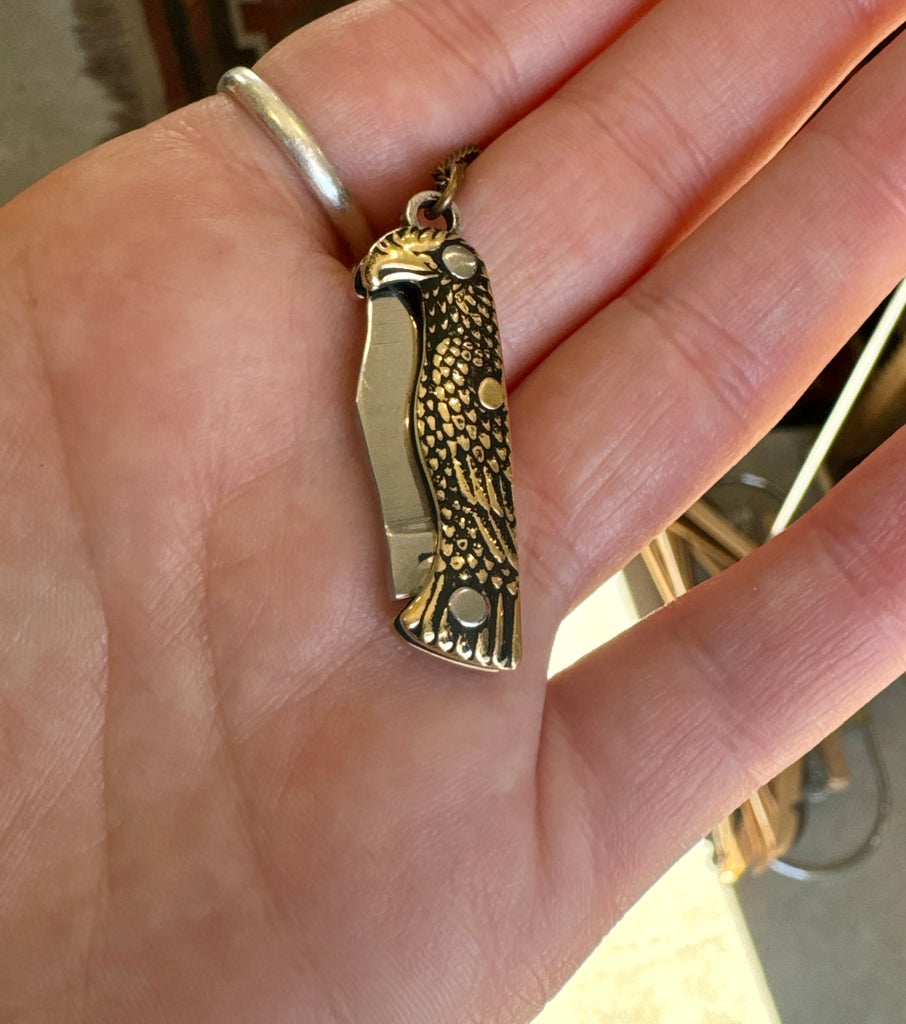 Small Bird Knife on Aged Brass