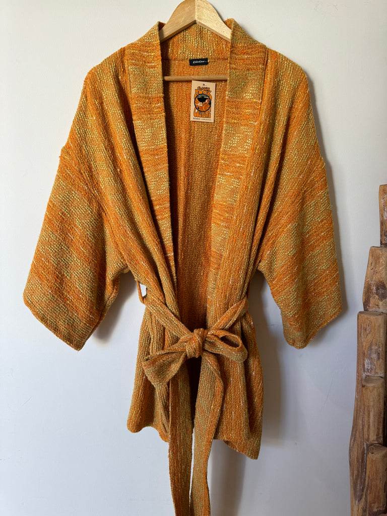 Handmade Woven Duster Jacket with Tie Belt