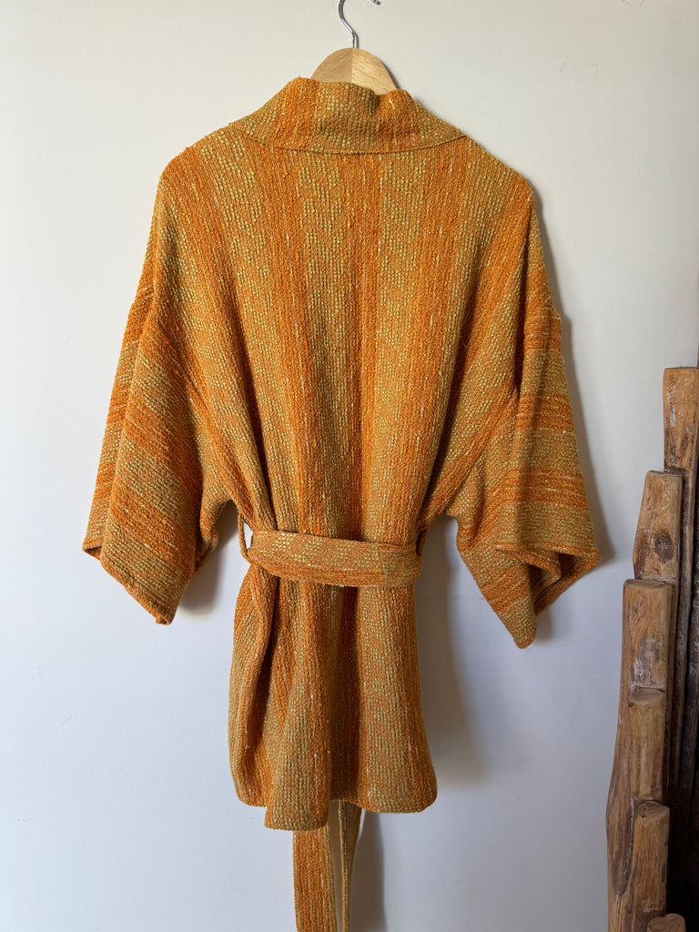 Handmade Woven Duster Jacket with Tie Belt