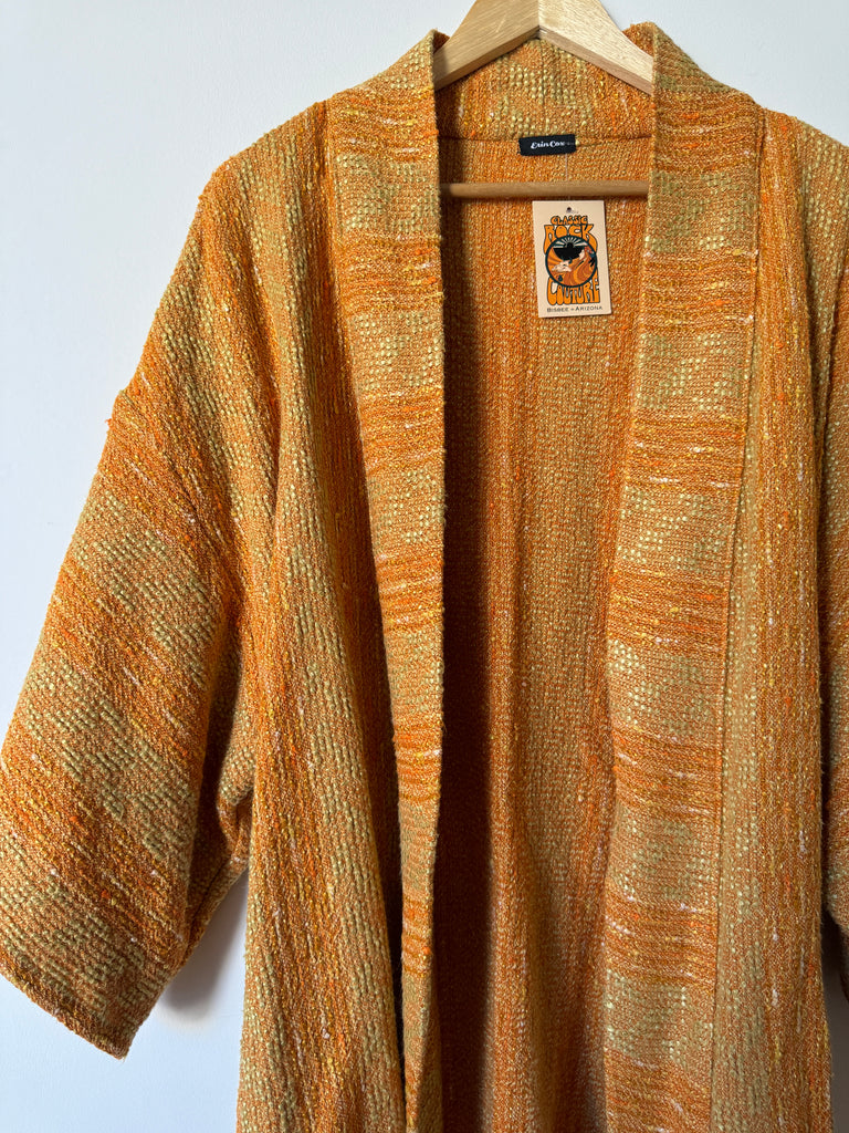 Handmade Woven Duster Jacket with Tie Belt