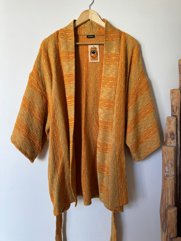 Handmade Woven Duster Jacket with Tie Belt