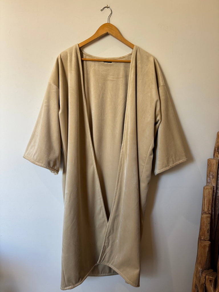 Handmade Long Velvet Duster - Ecru