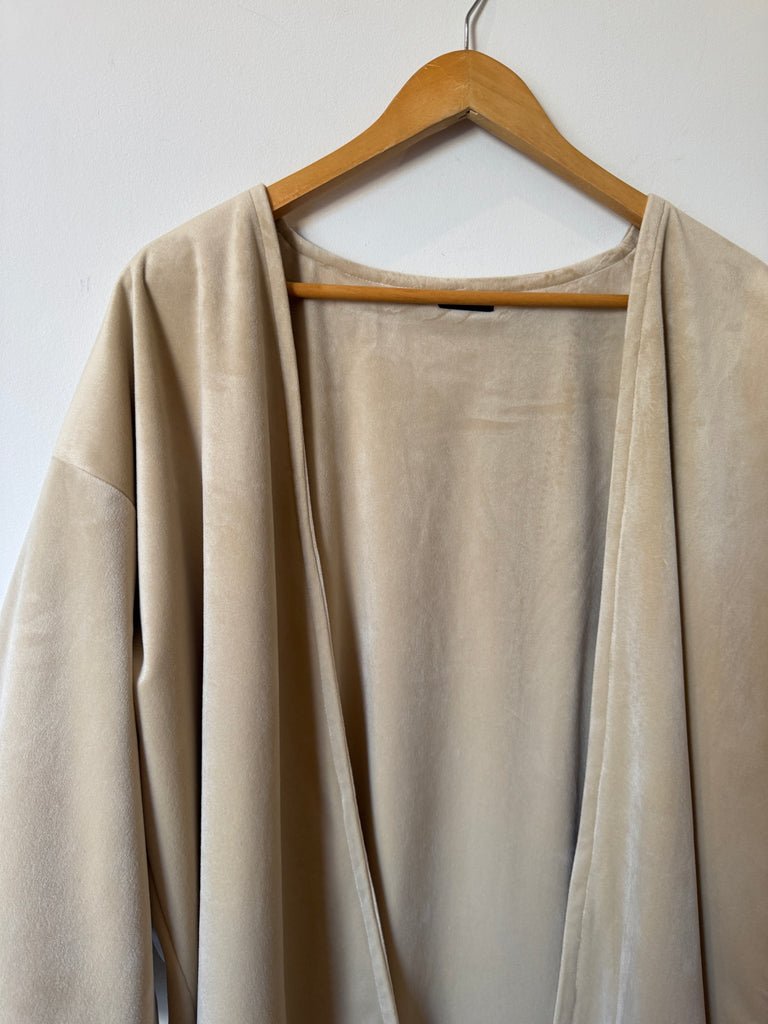 Handmade Long Velvet Duster - Ecru