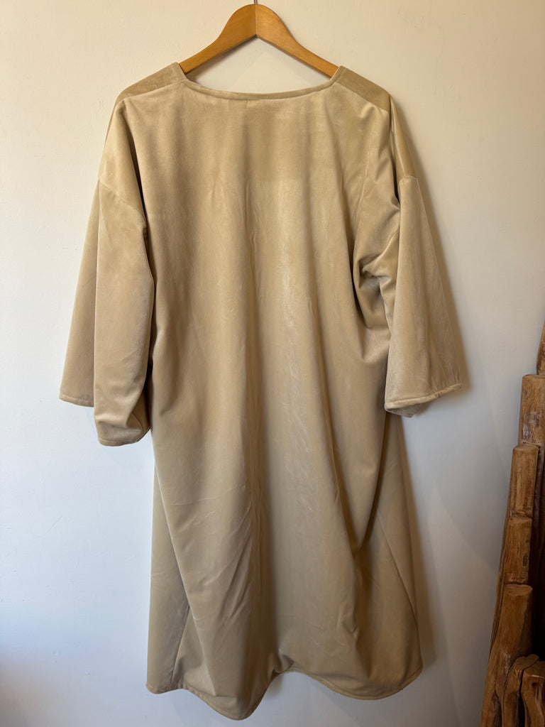 Handmade Long Velvet Duster - Ecru