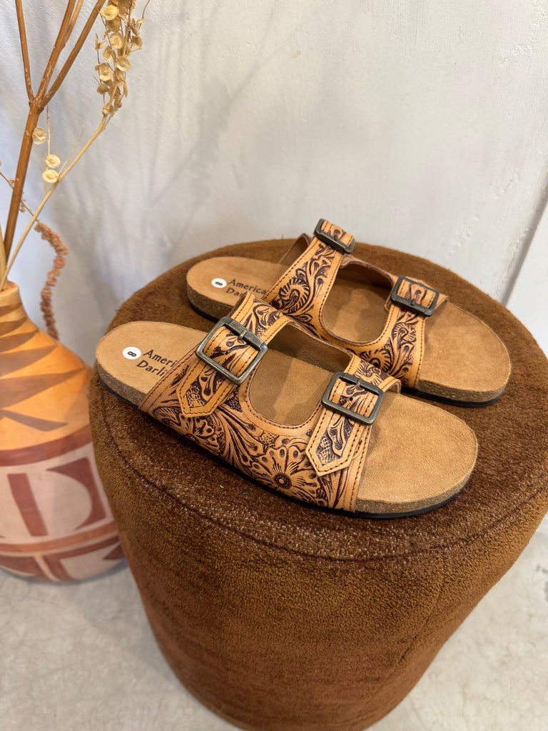 Floral Tooled Leather Sandal