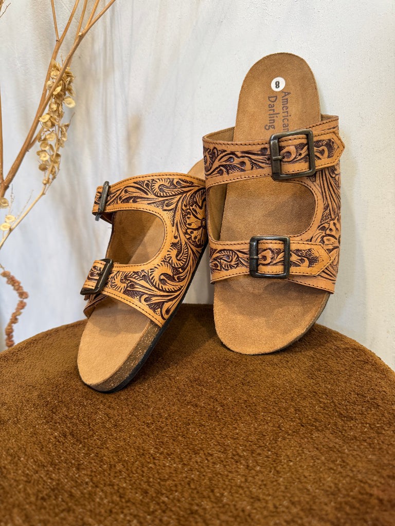 Floral Tooled Leather Sandal
