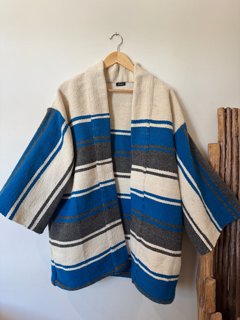 Handmade Striped Blanket Duster Jacket
