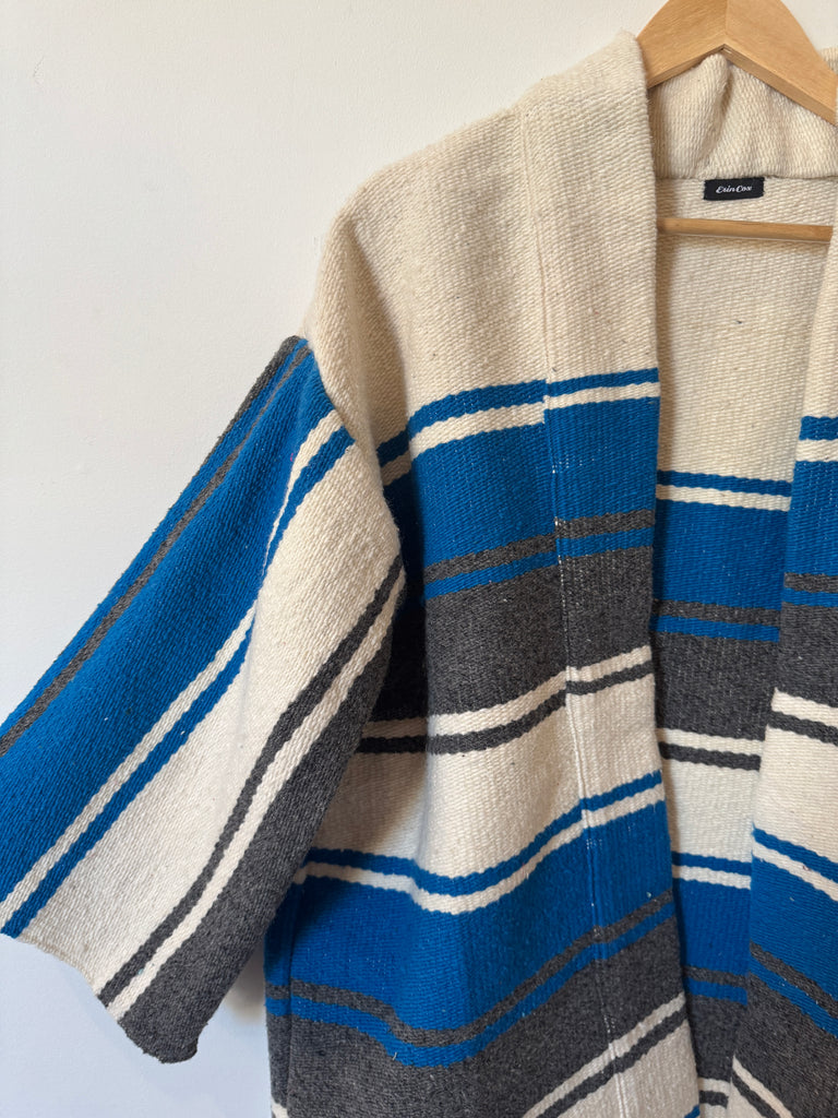 Handmade Striped Blanket Duster Jacket