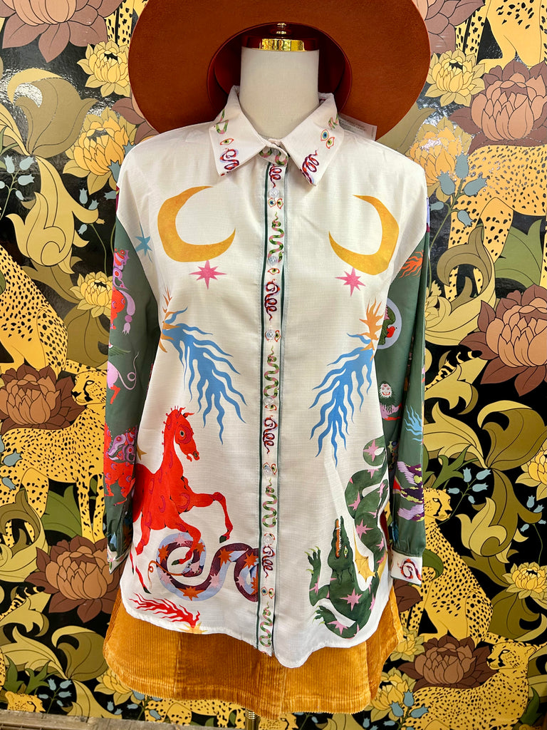 Turndown Print Collar Shirt